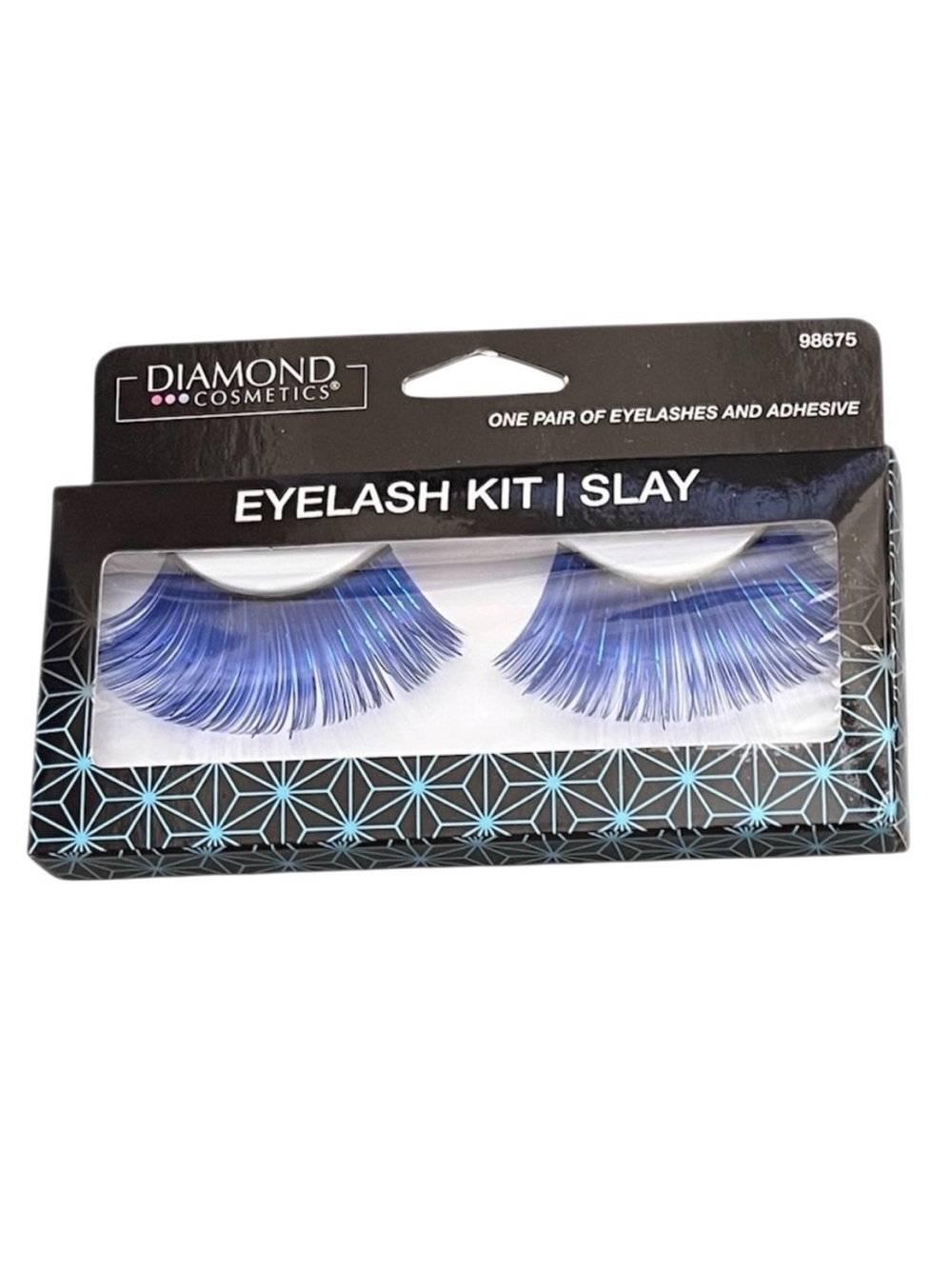 NEW Diamond Cosmetics Royal Blue Metallic "Slay" False Eyelashes Eyelash Kit